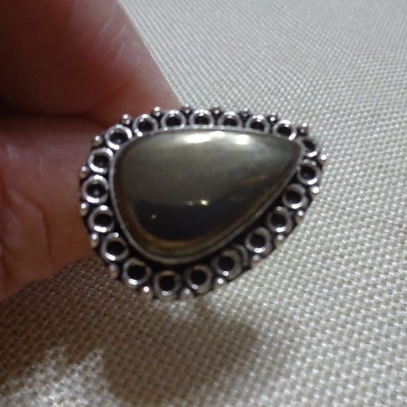 Unique "APACHE PYRITE" Handmade Sterling Ring Size 7.25 #680B - Picture 3 of 3